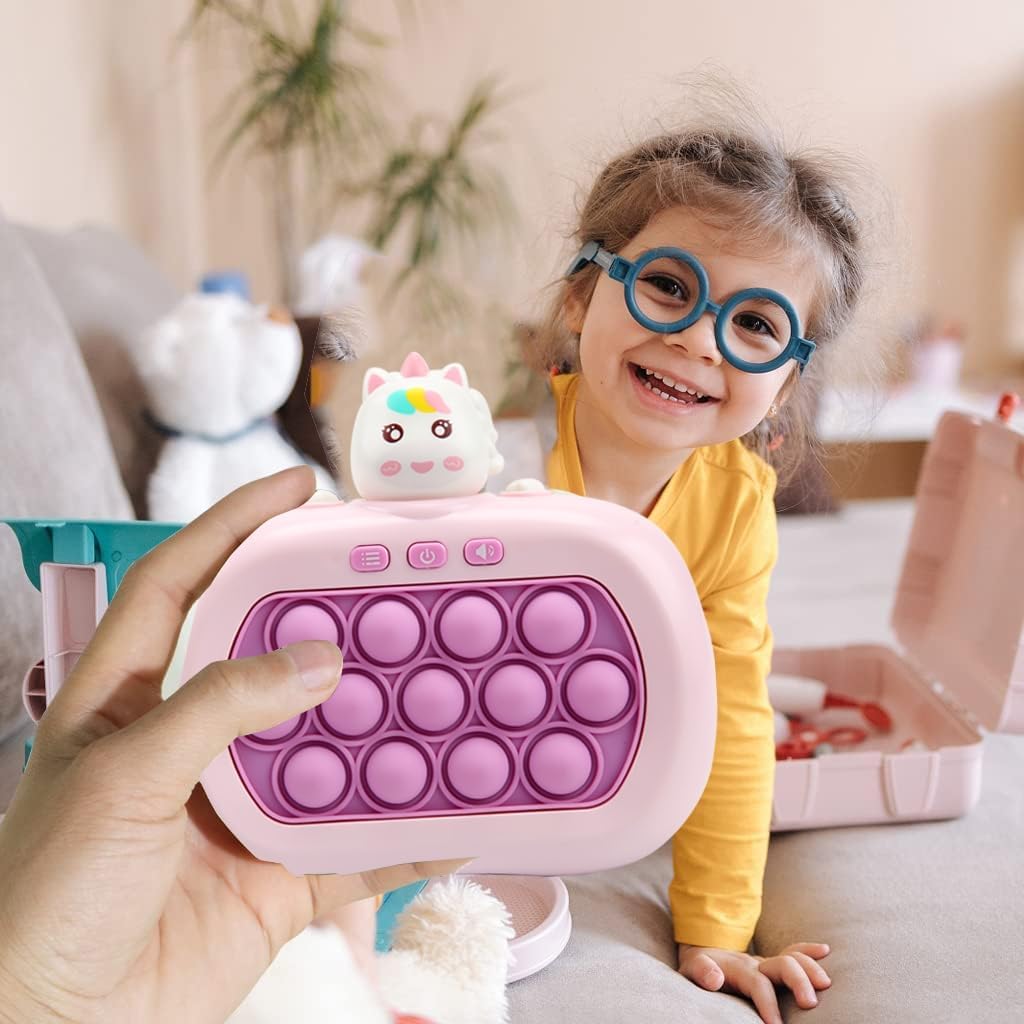 Fast Push Game | Light Up Fidget Toy | 2024 Upgraded Fast Push Game Pop Fidget Toys for Kids, Educational and Memory Growth | Speed Push Pop Game (Unicorn)