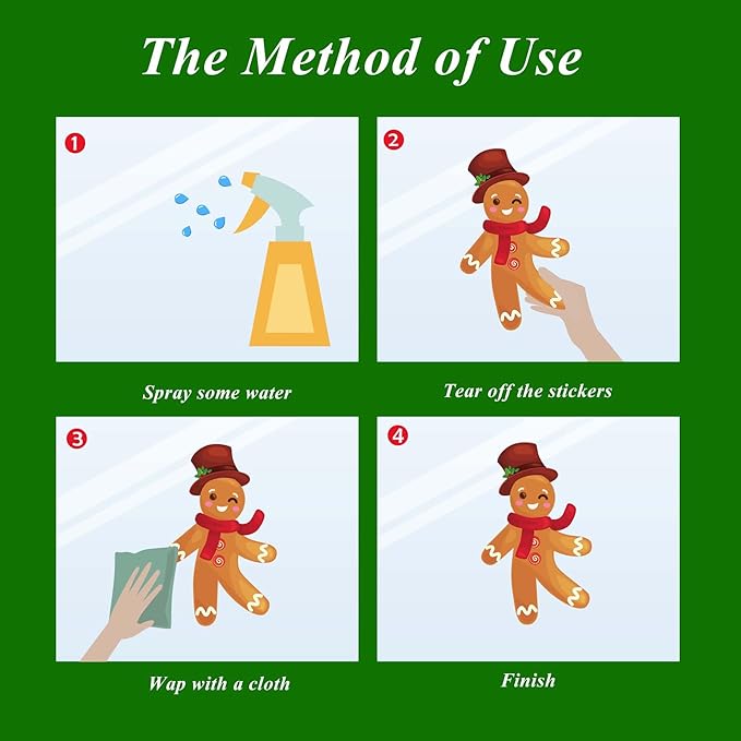 Joy Bang Christmas Window Clings, Xmas Santa Claus Reindeer Window Stickers Clings Deals, Christmas Window Decorations Decor Indoor