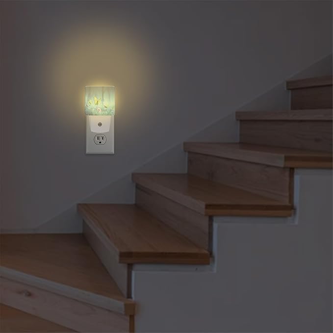 Mystic Fairy Butterflies Floral Plug in Night Light with Auto Dusk to Dawn Sensor,Warm Night Lights for Boys Girls Bedroom Bathroom Hallway Kids Room Gifts