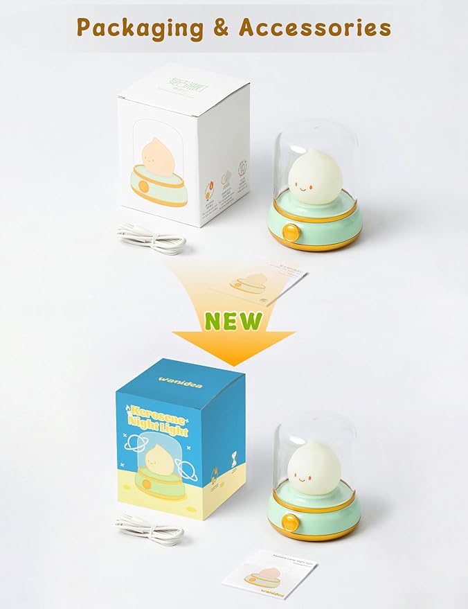 Cute Chibi Flame Lamp, Anime Cozy Lights, Retro Rechargeable Night Light, Decor, Cute Desk Accessories, Gifts.