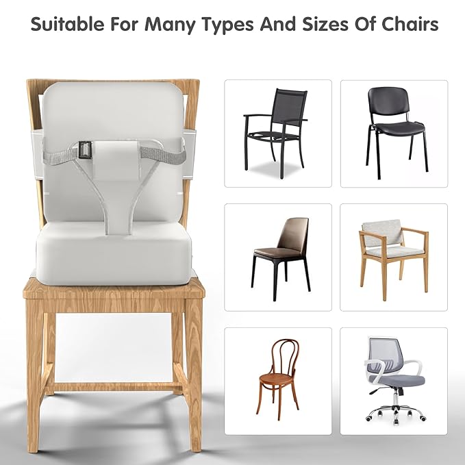 Toddler Booster Seat for Dining Table,Booster Seat for Kitchen Chair with Extended Straps,2PCS Portable with Safety Buckles,Suitable for Kids Aged 3-12 in Restaurants