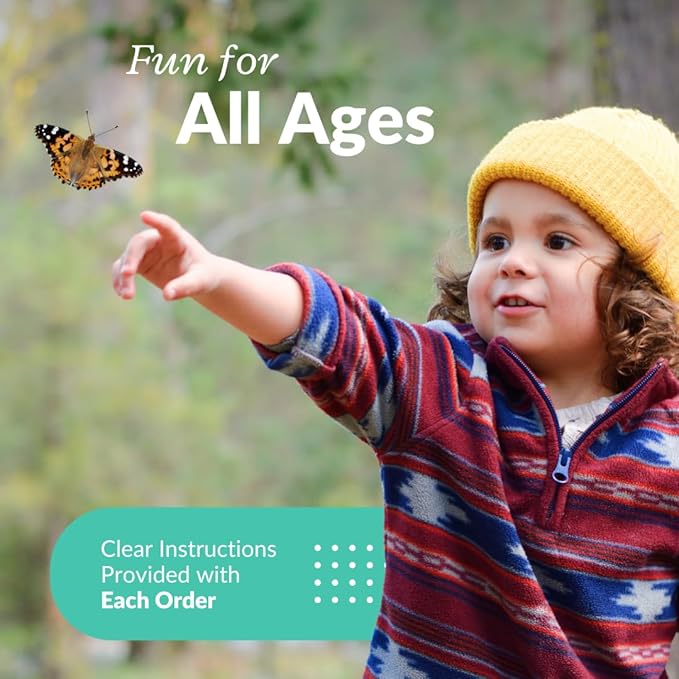 Clearwater Butterfly Live Painted Lady Butterflies - 10 Live Caterpillars - Live Caterpillars to Butterflies - Caterpillars for Butterfly Kit - Mesh Cage Not Included - Live Butterfly Kit - 10 Count