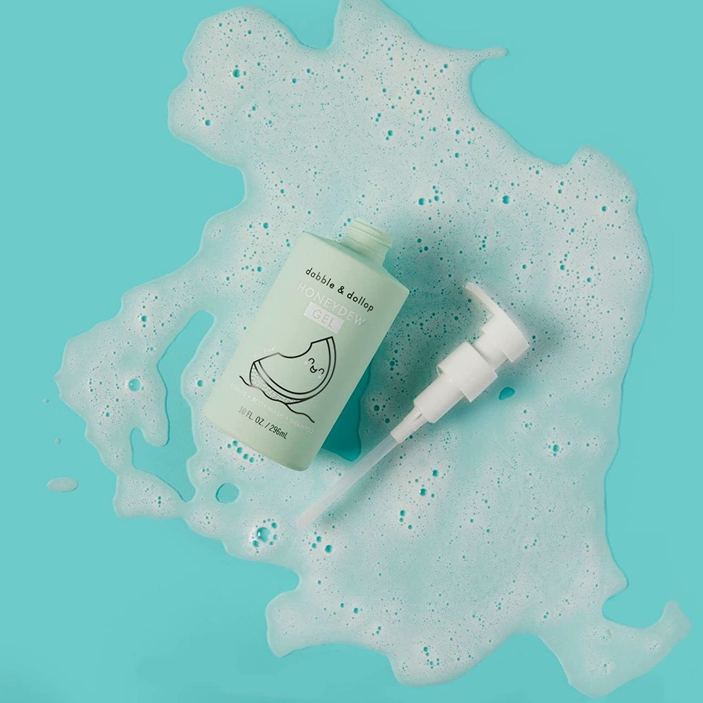 Dabble & Dollop Honeydew Melon Body Wash & Shampoo – 3-in-1 Natural Bubble Bath for Kids, Made in USA, No Parabens or Sulfates, Vegan, Gluten-Free, Tear-Free (10oz, Pack of 2)