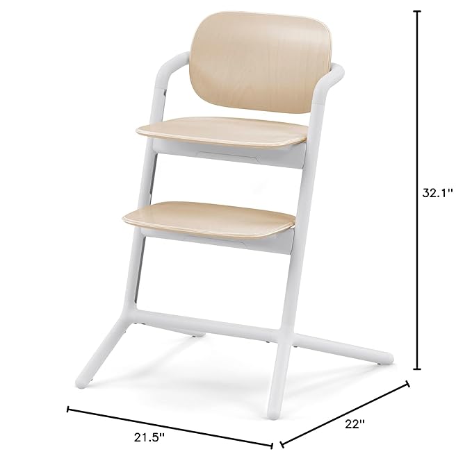 Cybex LEMO High Chair 3-in-1 Set with Baby Set + Snack Tray - Modern Design, One-Hand Depth & Height Adjustment & Anti-Tip Wheels - from 6 Months, Convertible to Adult Chair, Sand White