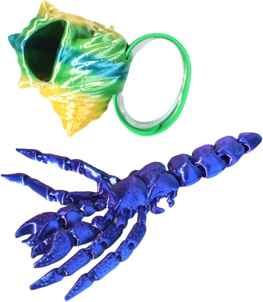 Cute Hermit Crab With Shell With Bracelets Fun Articulated Fidget Toy 3D Printed Desk Sculpture Basket Stuffers