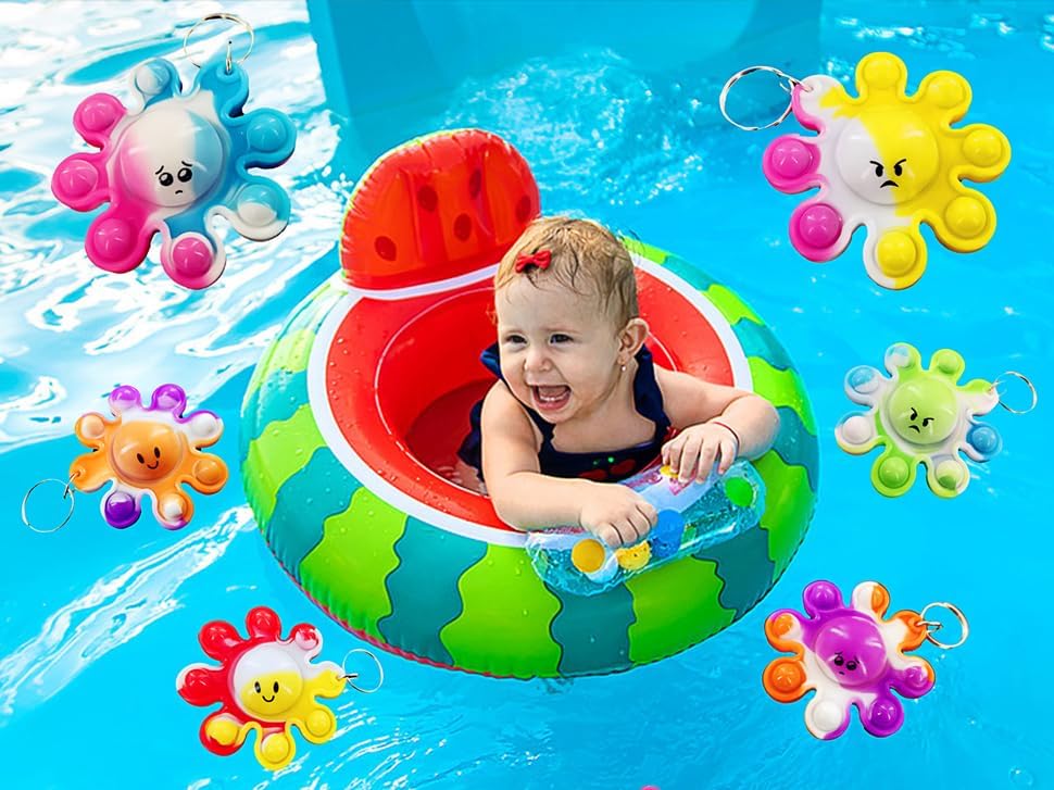 10 packs Bulk Mini pop Fidget Keychain,birthday Party Favors Supplies Classroom summer Student Prize