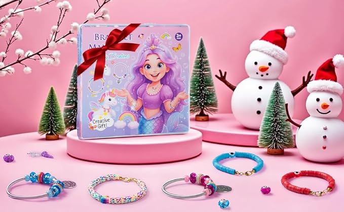 Charm Bracelet Making Kit - 2400+ Pcs Jewelry Making Kit with Clay Beads, Letter Beads, Smiley Face, Evil Eye, Fruit Charms, Unicorn Mermaid Pendants & Charm-Style Beads for DIY Bracelets & Necklaces