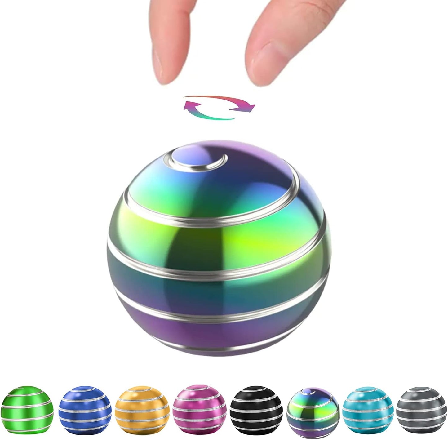 Fidget Toys for Adults Kids, 1.77" Kinetic Spinning Desk Toys for Office for Adults, Kinetic Fidget Spinner for Stocking Stuffers Toys, Party Favors Toys (1.77", Rainbow)