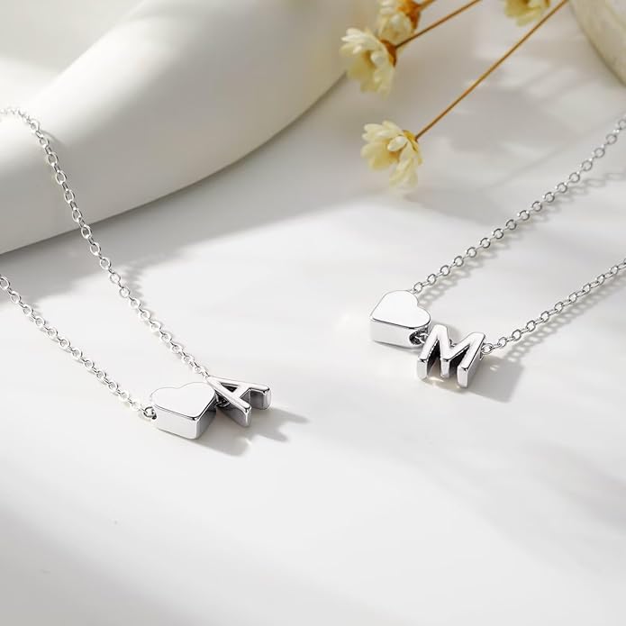 M MOOHAM Initial Heart Bracelets for Women - Layered Dainty 14K-Gold-Plated Heart Letter A-Z Charm Bracelets for Women, Chain Link Charm Bracelets Beaded Bracelets Birthday Gifts Womens Jewelry