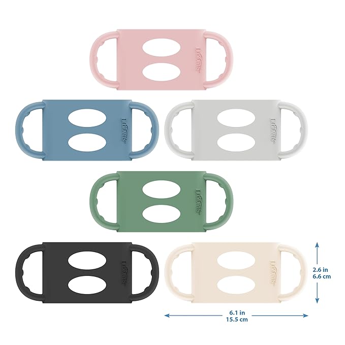 Dr. Brown's Wide-Neck Baby Bottle Handles, 100% Silicone, Easy Grip Removable Handles for Bottle to Sippy Cup Transition, Blue, 4m+