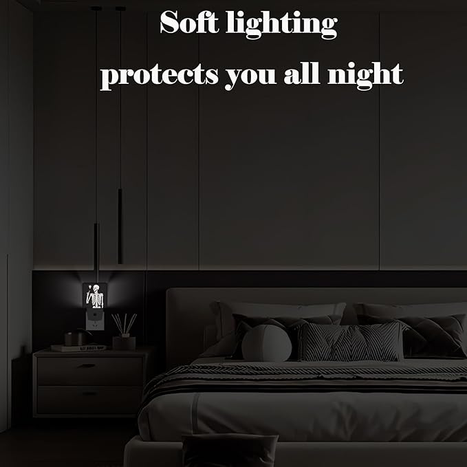 Halloween Skull Skeleton Night Light,Plug-in Nightlights Auto Sensor Night Lamp Dusk to Dawn Lamp Home Decor for Nursery Children Girls Boys