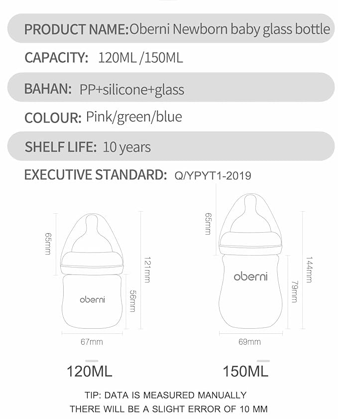 Glass Baby Bottles,Anti Colic Breastfeeding Bottle with Natural Response Nipple Size S,Wide Neck Slow Flow Baby Bottle for Baby,Newborn,Preemie 0-3 0-6 Month,BPA Free (Pink, 5 Ounce,3 Pack)