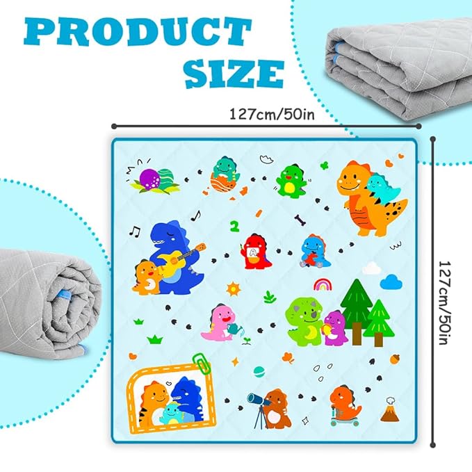 50" X 50" Baby Play Mats for Floor,Thick Soft Playpen Mat,Foldable Washable Crawling Mat, Non-Slip Cushioned Baby Mats for Infants Babies Toddlers,Kids Playmats Tummy Time Activity (Dinosaur)