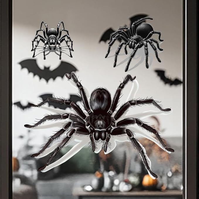 1 Spider Window Stickers, Halloween Window Decorations, Realistic and Terrifying Effects, Waterproof, Suitable for Outdoor Use, Simple Adhesive Stickers, Party Haunted House Prank Decorations