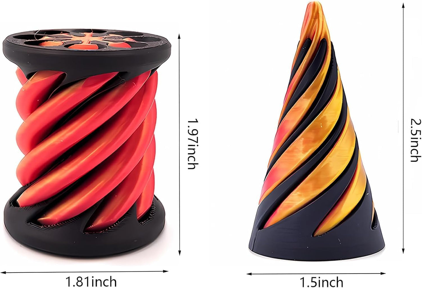 Impossible Cone, Spiral Cone Fidget Toy 3D Printed Spiral Fidget Toys Impossible Pyramid Passthrough Sculpture, Mini Cones Pass Through Pyramid Fidget Toy for Stress and Anxiety Relaxing