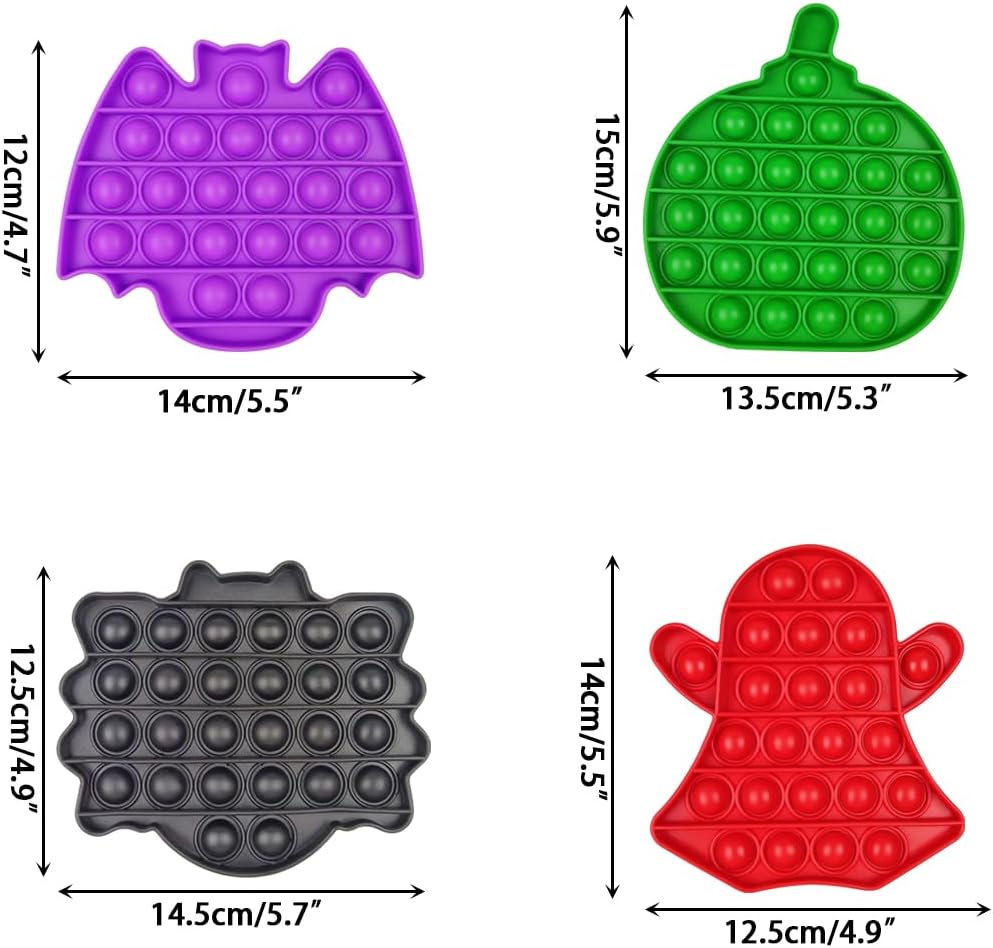 4 Pack Halloween Pop Fidget Toys Sensory Toys for Kids Girls Boys Halloween Party Favors Halloween Treat Bags Gifts Stress Relief