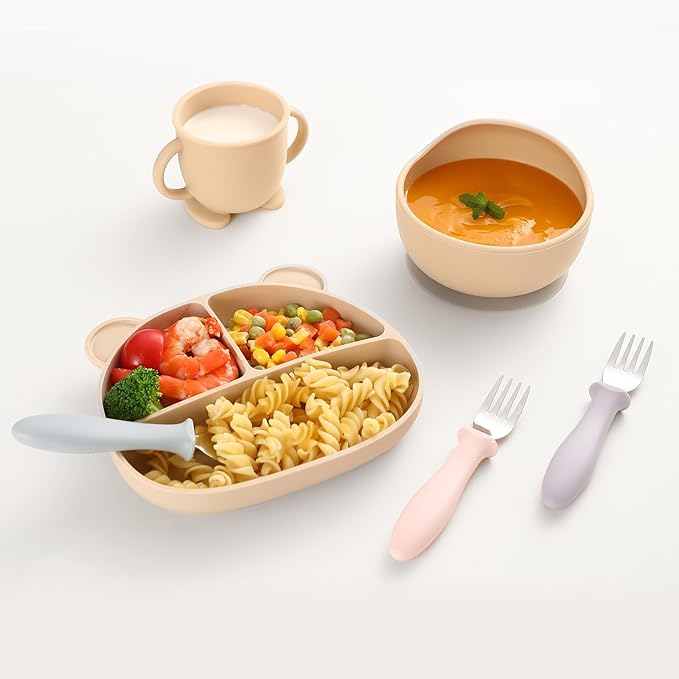 6 PCS Toddler Forks Set - Baby Forks with Silicone Handle Children Food Grade 18/8 Stainless Steel Toddler Utensils Set for Self Feeding Kids Silverware Set Safe Anti-Choke Design Dishwasher Safe