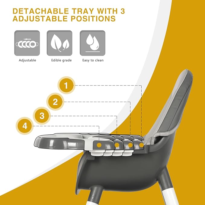 Gofirst 6 in 1 Baby High Chair,Convertible High Chairs for Babies and Toddlers/Booster Seat/Table and Chair Set,Baby Feeding Chair/5-Point Harness,4-Position Removable Tray&PU Cushion Baby Highchair