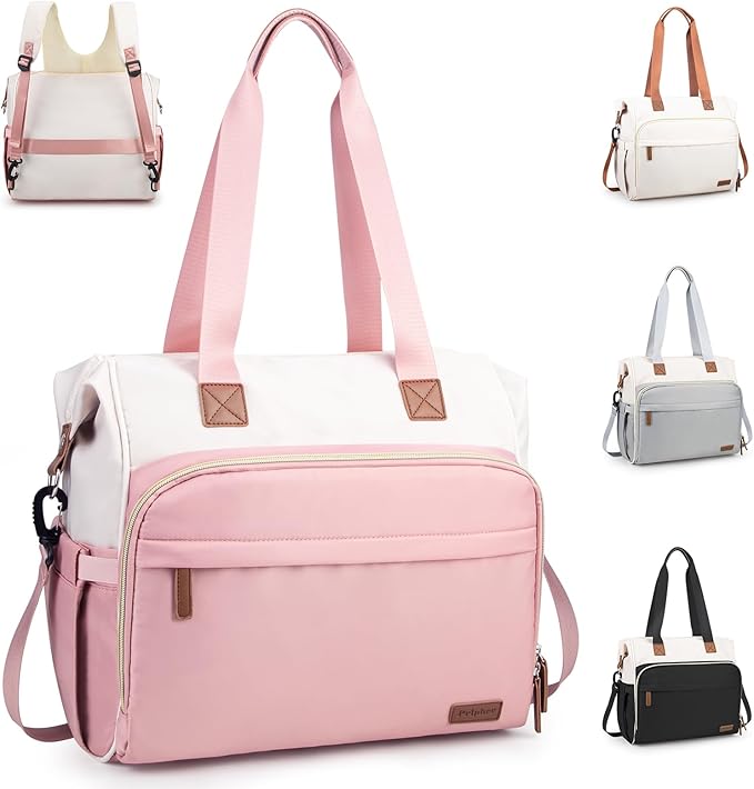Diaper Bag Backpack, Mommy Travel Diaper Bag Tote with Shoulder Strap, Hospital Bag, Weekender Baby Bag for Mom