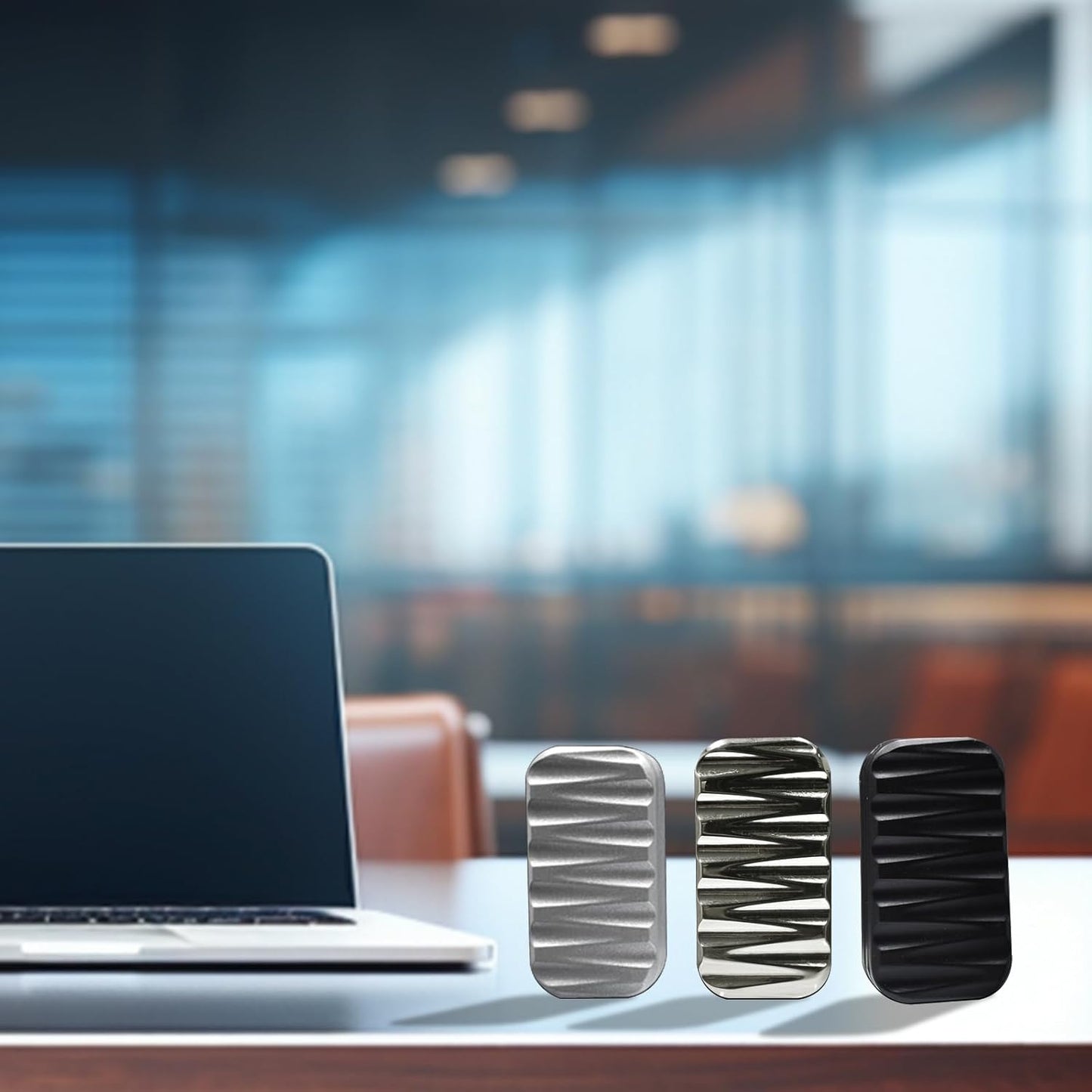 Fidget Slider 3 Layer EDC Metal Magnetic Fidget Toys Adults, Desk Toys Gift for Stress Relief (Silver)