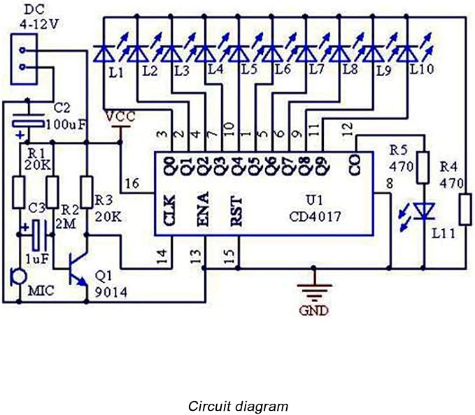 Soldering Practice Kit Sound-Activated LED Chaser Kit - DIY Soldering Project with 10 LEDs & Microphone Sensor (12V DC) for Electronics Beginners & STEM Education