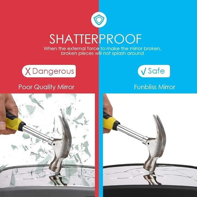 Funbliss Bar Mirror for Baby + 2 Pack Car Window Shades Bundle (19″ × 12″), UPF 50+ Window Shade for Baby in Car, 360° Rotation Fully-Adjustable Straps