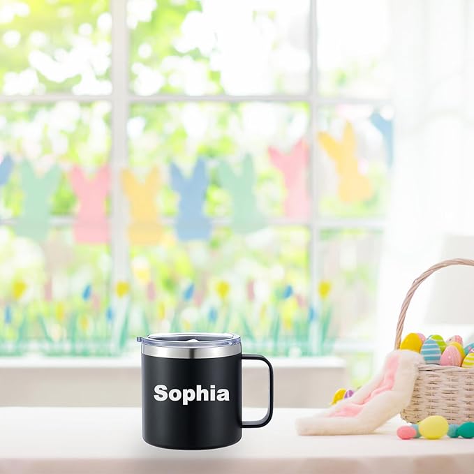 Personalized Mug Cup with Handle 12/14oz Custom Stainless Steel Mugs Customized Name Coffee Tumbler for Women Men Student Family Office Gifts, Portrait