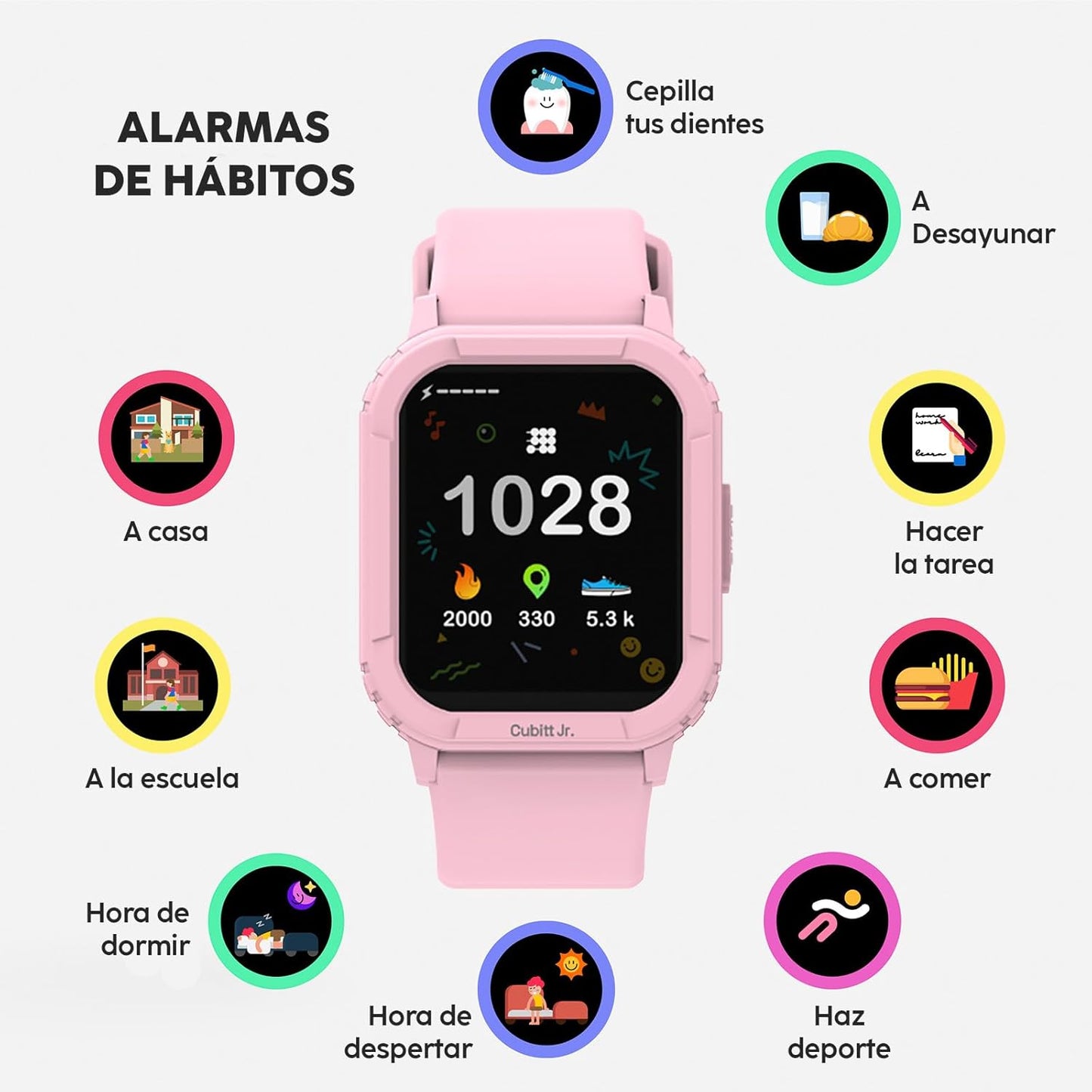 Cubitt Jr Smart Watch Fitness Tracker for Kids and Teens, with Games, Step Counter, Sleep Monitor, Heart Rate Monitor, Activity Tracker, Good Habits Alarms, 1.52" Touch Screen, IP68 Waterproof