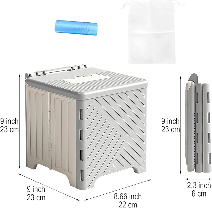 Portable Potty Seat for Toddler, Kids Travel Potty Foldable Compact Potty Training Toilet Seat with Cleaning Bags for Car, Camping, Travel, Outdoors (Grey)