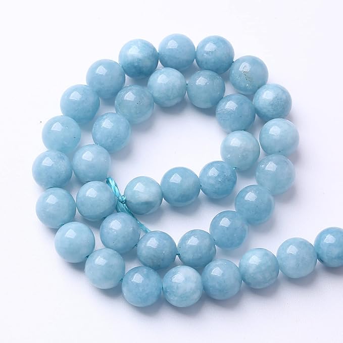 10MM 38PCS Blue Aquamarine Jade Loose Beads for Jewelry Making DIY Bracelet