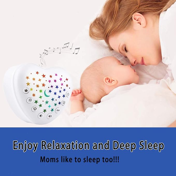 BEREST A13 White Noise Machine & Baby Sleep Soother with 15 Soothing Sounds & Projector Star Night Light, Cry Sensor, Rechargeable Lithium Battery, Portable for Baby, Toddlers, Attaches to Crib