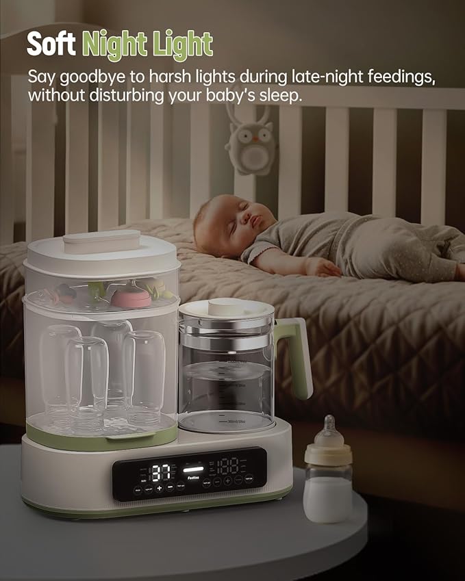 Feekaa Multifunctional Baby Bottle Warmer, Steamer and Dryer, 44oz Baby Formula Kettle Combo, Bottle Warmer for Breastmilk with Temperature Control, Water Warmer for Baby Formula, Electric Milk Warmer
