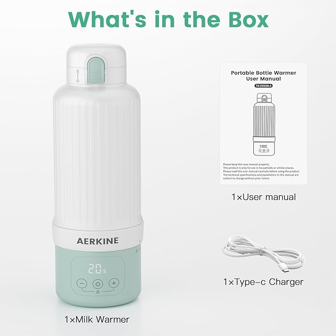 Portable Milk Warmer for Travel - The Portable Bottle Warmer On The Go with 16.9 Ounces Large Capacity and 10000mAh Long Battery Life, Meet All Your Baby Travel Essentials Needs(Green)