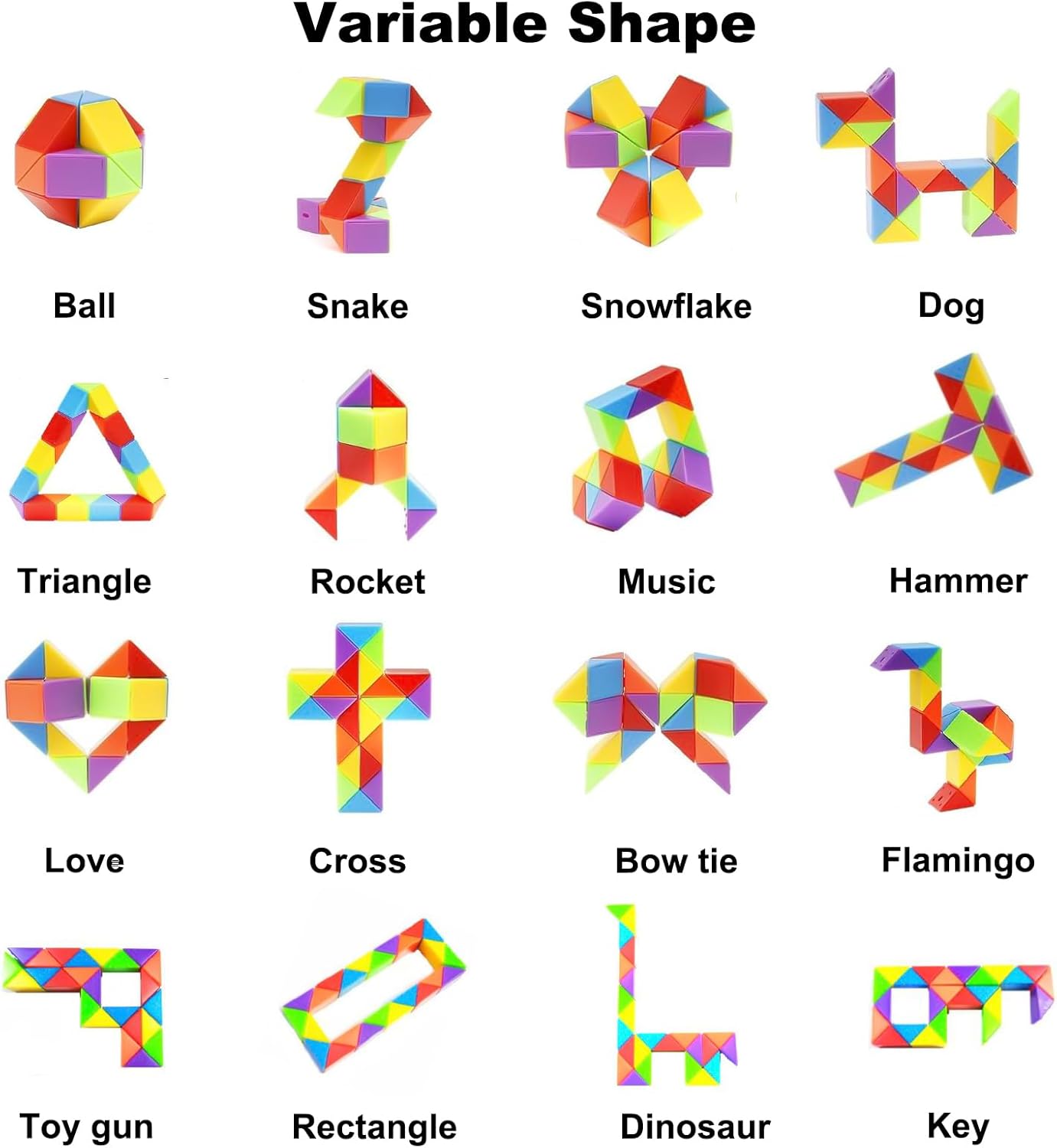 15 Pack Mini Fidget Snake Cube Puzzle Toys - Party Favors & Goodie Bag Fillers for Kids & Teens - Rainbow Colors - Bulk Birthday & Back to School Gifts - Stocking Stuffers