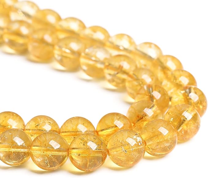 10MM 36PCS Natural Citrine Yellow Quartz Crystal Round Spacer Loose Beads for Jewelry Making 15 inches DIY Bracelet Necklace