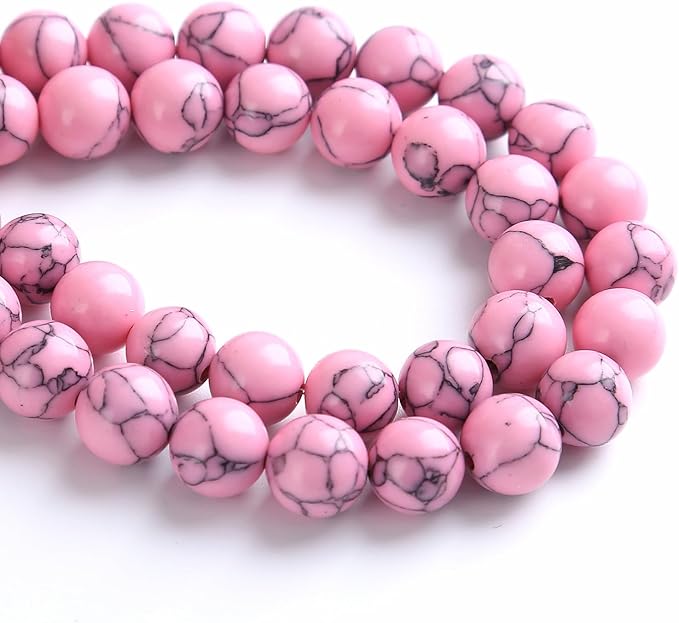 120PCS 6MM Pink Turquoise Spacer 2 Strands Loose Beads for Jewelry Making DIY Bracelet Necklace