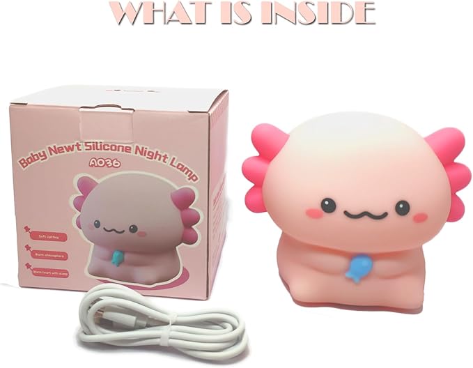Axolotl Cute Cartoon Nursery Night Lights, Animal Design Safe Silicone Soft LED Nursery Lamp for Toddler Room Decoration