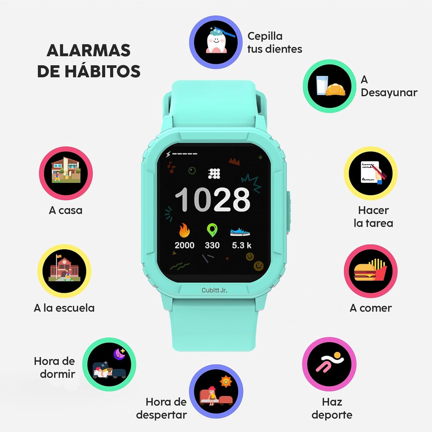 Cubitt Jr Smart Watch Fitness Tracker for Kids and Teens, with Games, Step Counter, Sleep Monitor, Heart Rate Monitor, Activity Tracker, Good Habits Alarms, 1.52" Touch Screen, IP68 Waterproof