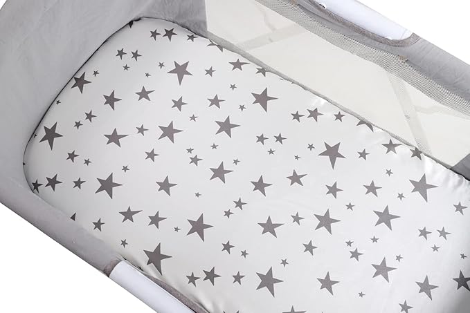 Bassinet Sheet Set 2 Pack Satin Ultra Soft Silk Fit for Rectangle, Hourglass, Oval Bassinet Mattress Protect for Baby Hair and Skin Cradle or Bassinet Sheets, Arrows & Stars