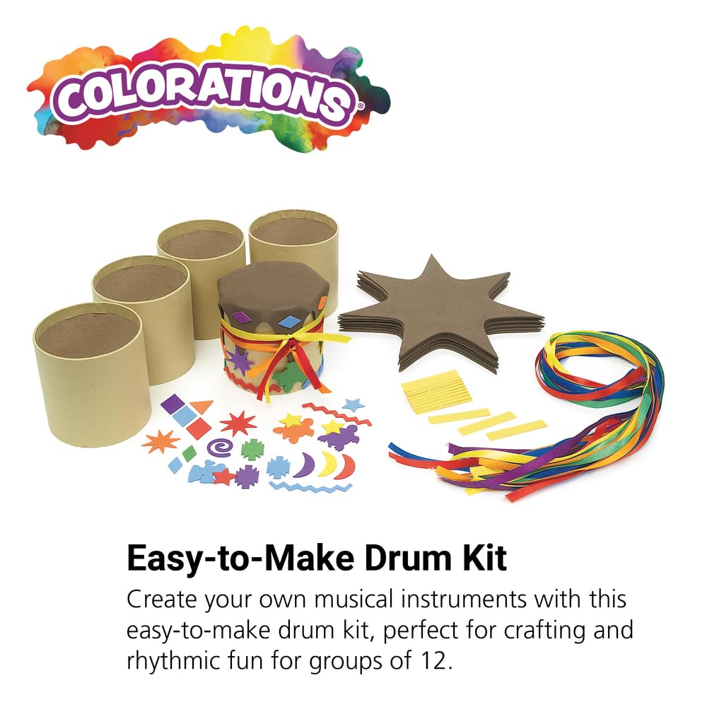 Colorations DIY Drum Kit, Set of 12, Native American, Foam Craft Kit, Self-Adhesive, for Kids, Toys for Kids, Early Learning, Multi-Cultural, Social Emotional, Social Sensitivity