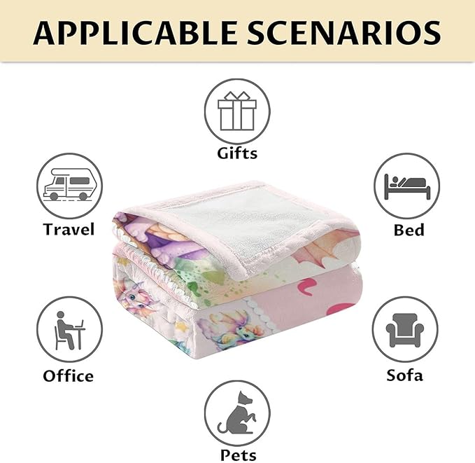 Custom Dragon Blanket Gifts with Name - 30x40 Inches Cute Throw Blanket for Babies, Kids, Boys & Girls - Pink Soft Fuzzy Blankets for Couch, Sofa & Bed