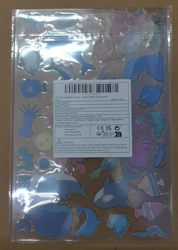 42PCS Marine Animal Jelly Stickers, Thick Window Door Clings Removable Reusable Gel Clings Decals for Kids Toddlers Adults Home Classroom Nursery Animal Party Supplies Decorations (Not Edible)