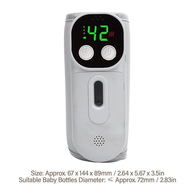 Fast Heating Baby Bottle Warmer, Voice Control Rechargeable Portable Warmer, 360° Surround Heating with Night Light, for Travel on The Go, 7 Temperature Settings