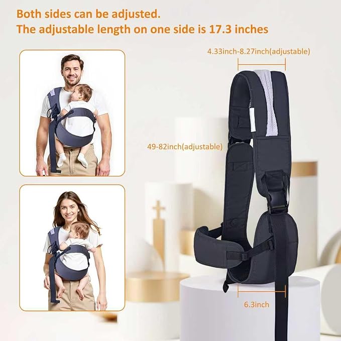 Toddler Carrier Sling for Newborn to Toddler, Ring Sling Baby Carrier 15–55 lbs with Breathable & Anti-Slip Seat Cushion for Comfort, Lightweight Travel-Friendly (Dark Gray)