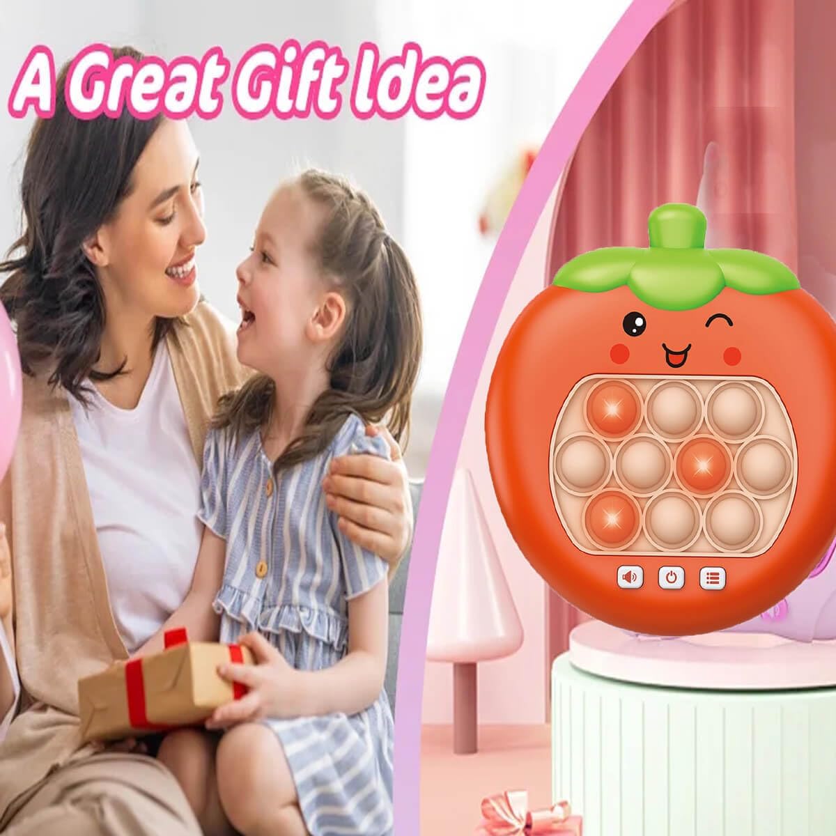 Quick Push Game Console,Pop Fidget Toys ,A Toy Game Machine That Exercises Reaction Ability and Improves Concentration | Gift Idea for Kids & Teens Boys & Girls (Strawberries)