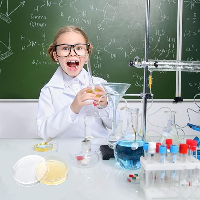 Bacteria Science Kit Petri Dishes with Agar and Swabs | Top Science Fair Project Bacteria Growing Kit | Prepoured LB-Agar Plates and Cotton Swabs | STEM for Kids Aged 6 7 8 9 10 Girls Boys Gifts