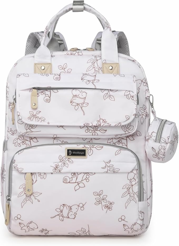 Diaper Bag Backpack for Baby – Large Capacity Waterproof Travel Tote, Multifunction Baby Bag with Changing Pad, Pacifier Holder & Stroller Straps (Cream White)