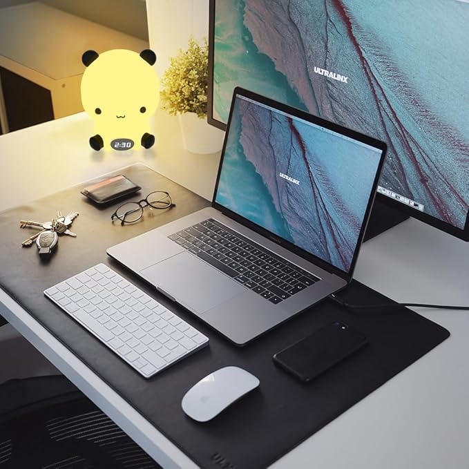 Panda Night Light for Kids, Baby Nursery LED Night Light with Bluetooth Speaker, Cute Toddler Lamp with Alarm Clock, Rechargeable Dimmable Color Changing Bedside Light for Bedroom