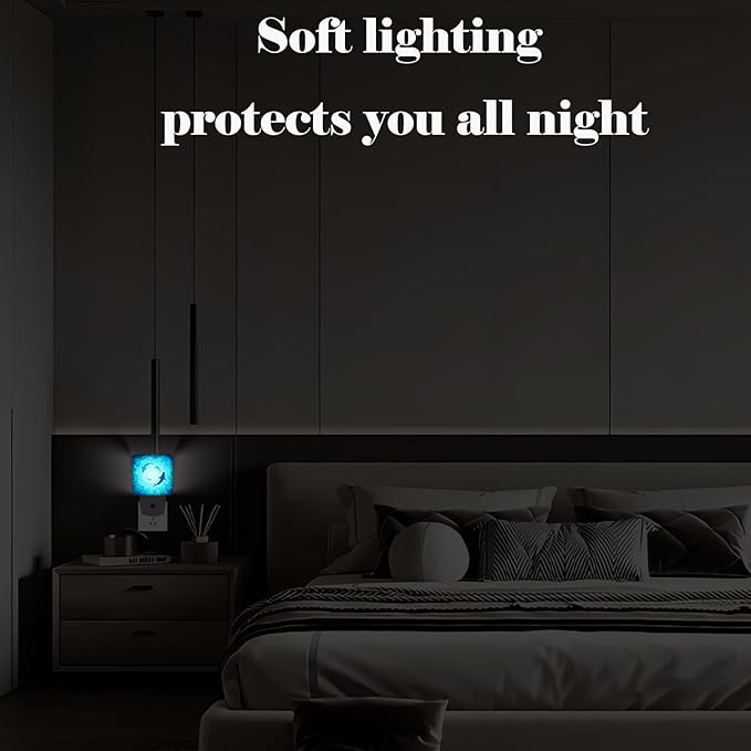 Floating Sharks Night Light,Plug Into Wall with Dusk to Dawn Light Sensors, Warm Nightlights for Bedroom, Bathroom, Hallway, Kitchen, Gifts Ideal for Boys Girls Women Men