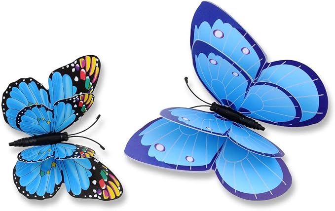 Mixed of 12PCS 3D Pink Butterfly Wall Stickers Decor Art Decorations¡ (2*Blue)